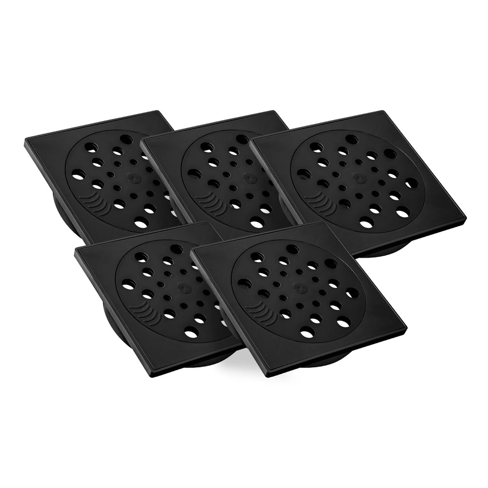 Kit 05 - Ralo Com Fecho + Porta Grelha 15x15 Cm (preto)