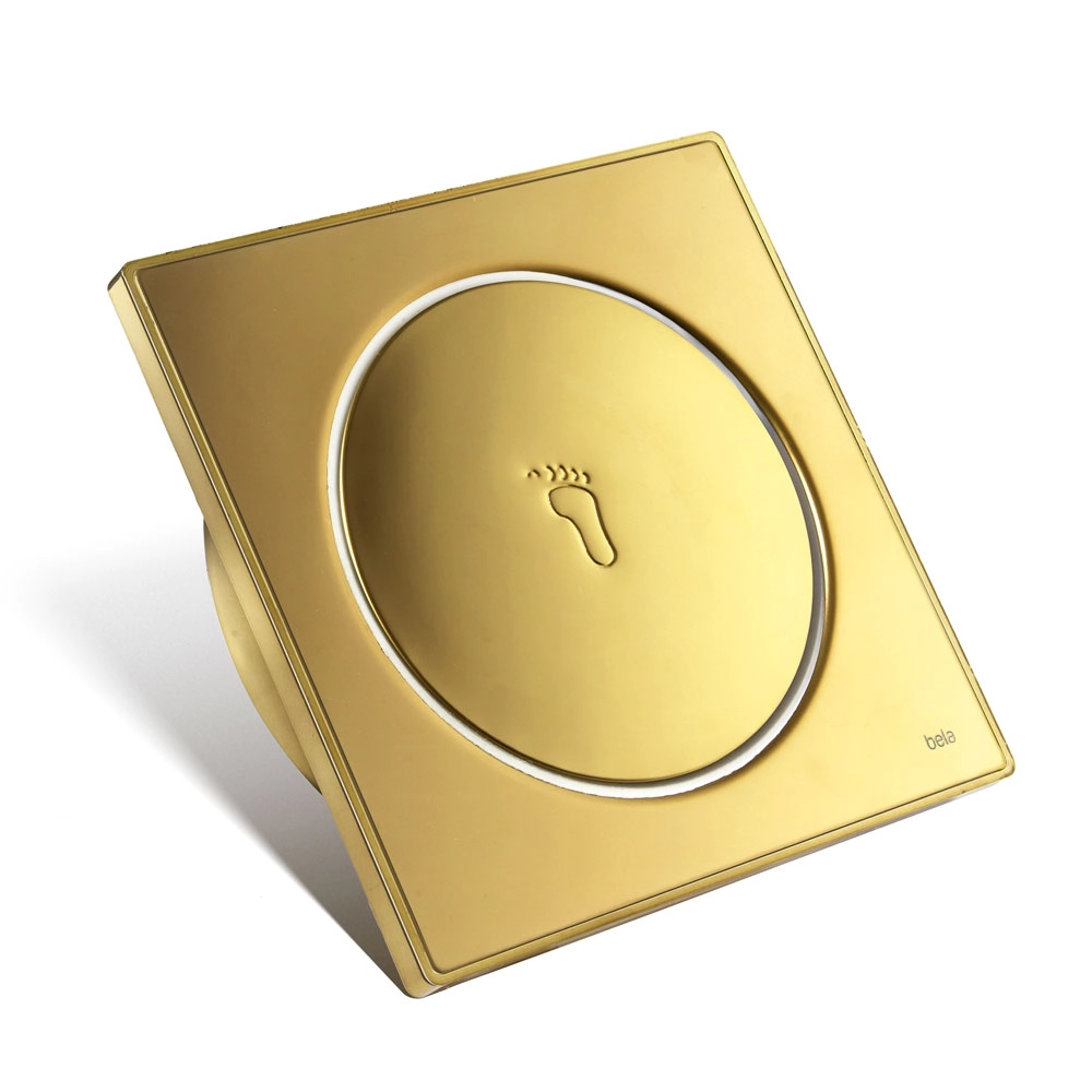Kit 01 - Ralo Click Inox Dourado 15x15 Cm + Porta Grelha