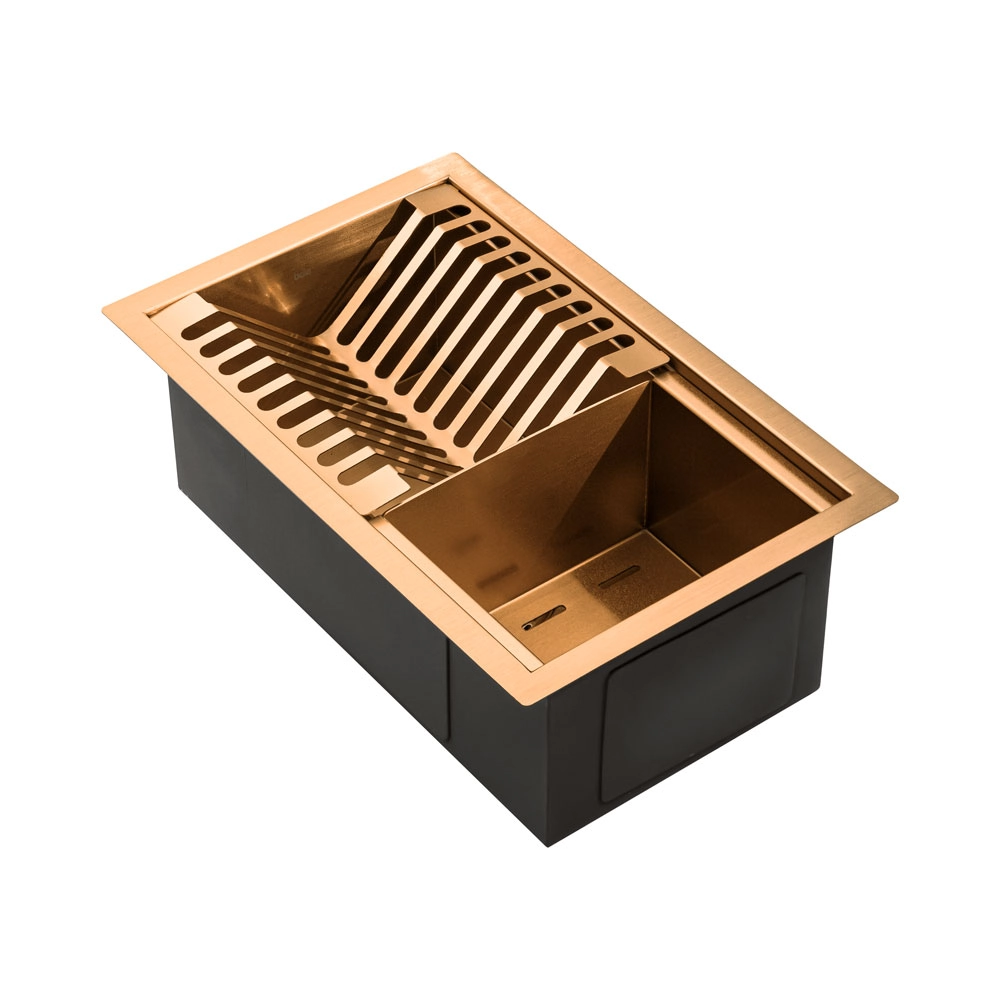 Escorredor Embutido Calha Molhada Inox 26x41 Cm (Ginza Rosé Gold Fosco)