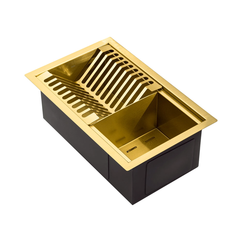 Escorredor Embutido Calha Molhada Inox 26x41 Cm (Ginza Dourado Fosco)