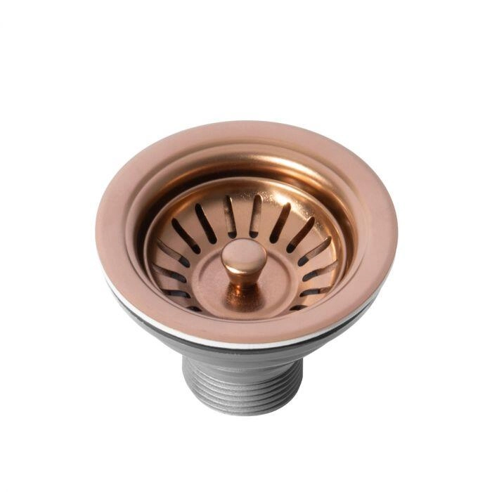 Válvula Inox Para Cuba Cozinha 4 1/2" Com Tampa (rosé Gold Fosca)