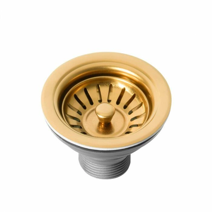 Válvula Inox Para Cuba Cozinha 4 1/2" Com Tampa (dourada Fosca)