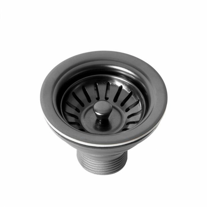 Válvula Inox Para Cuba Cozinha 4 1/2" Com Tampa (Grafite Fosca)
