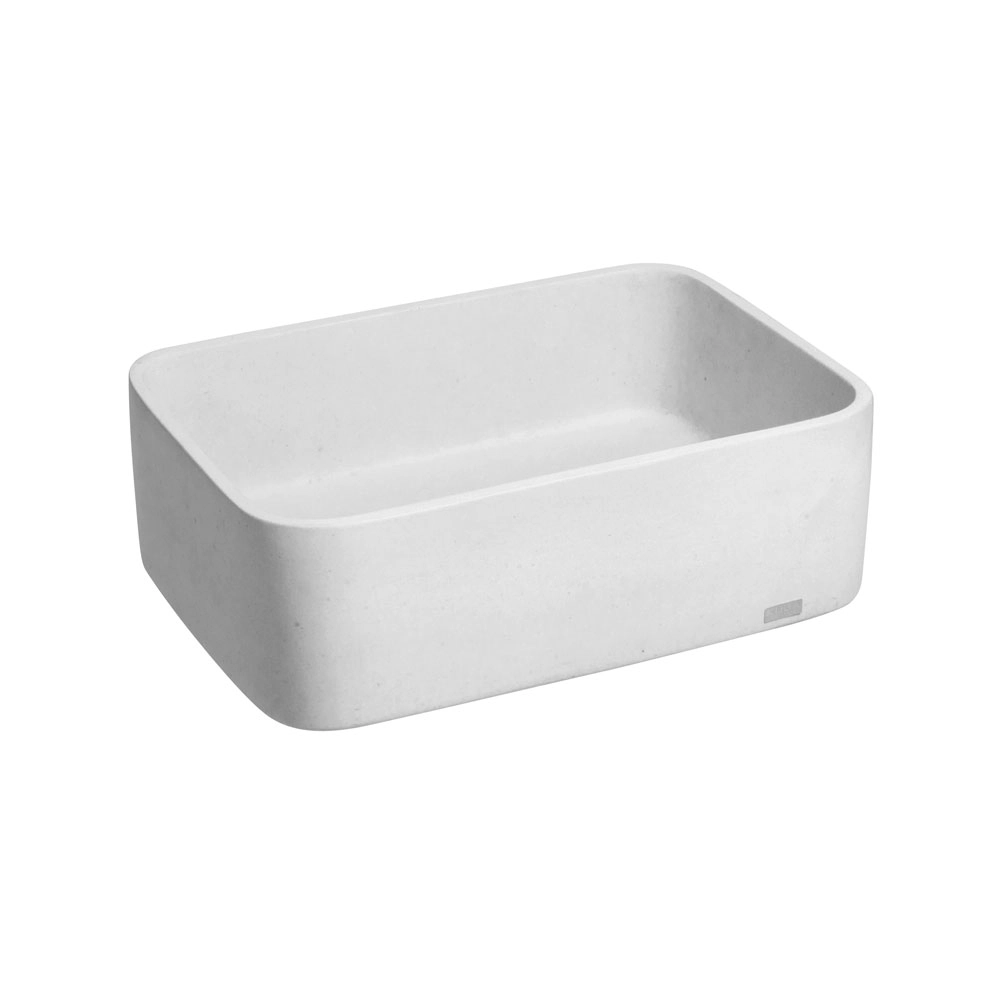Cuba De Banheiro Concreto Apoio Retangular 42 Cm (tessa Off White)