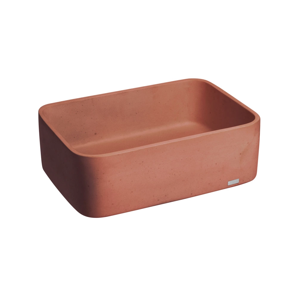 Cuba De Banheiro Concreto Apoio Retangular 42 Cm (tessa Salmão)