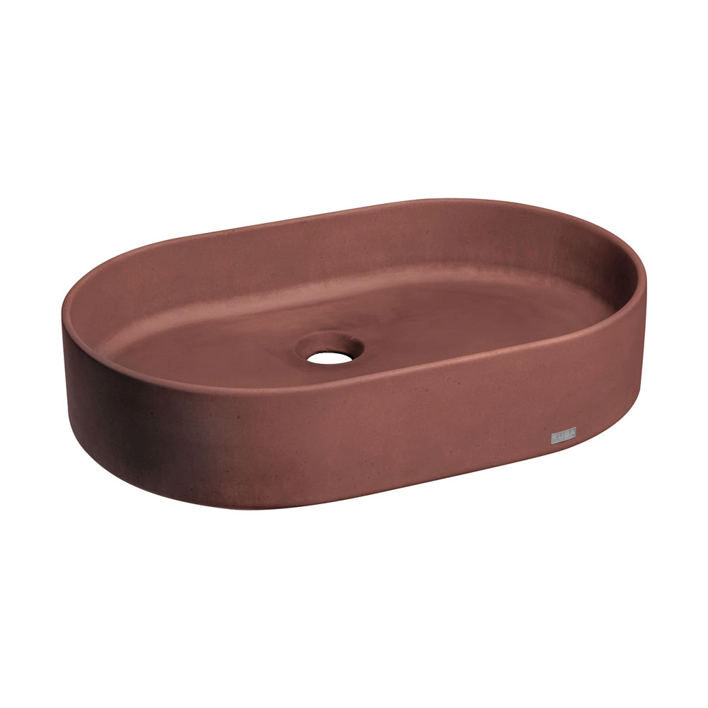 Cuba De Banheiro Concreto Apoio Elipse 55 Cm (lotus Terracota)