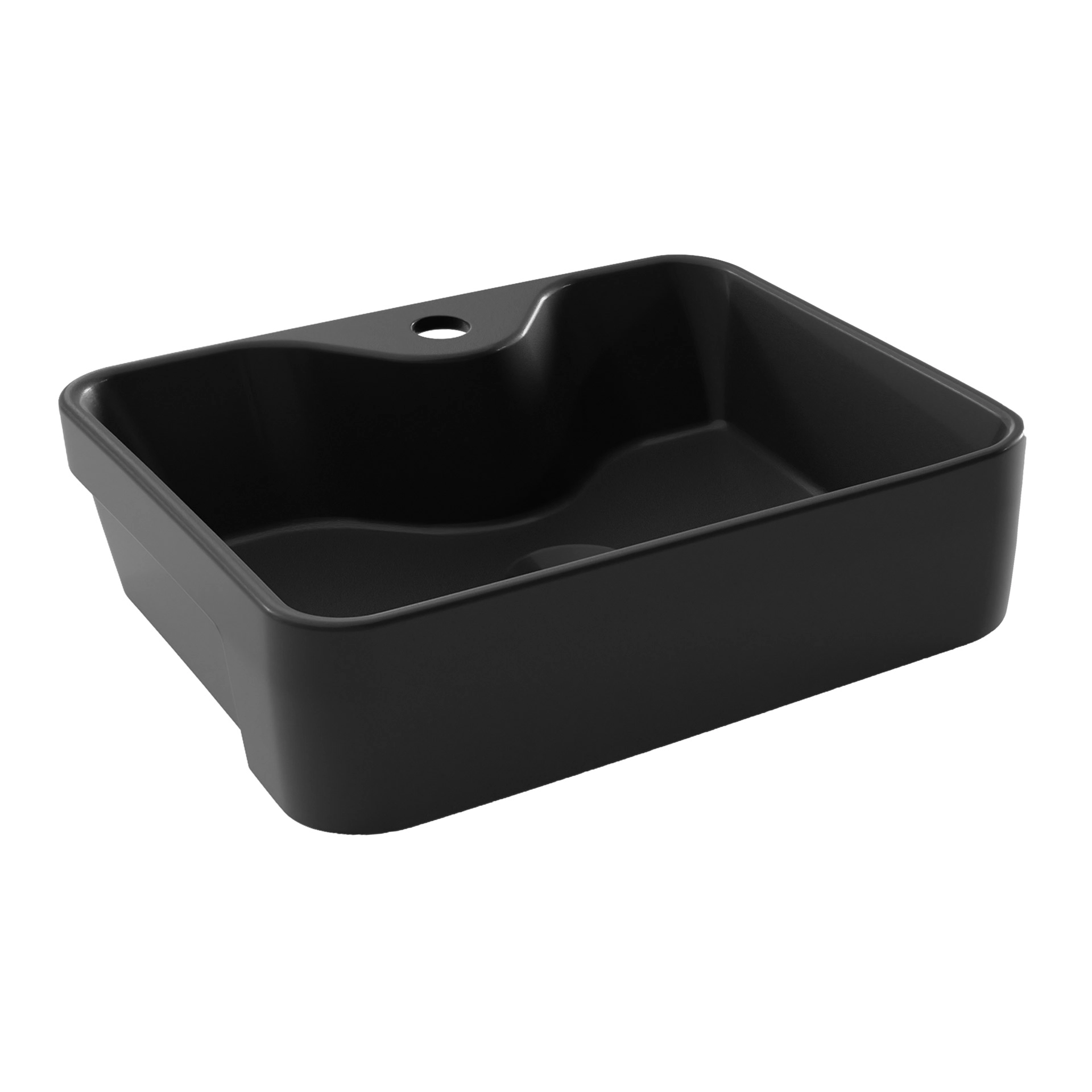 Cuba De Banheiro Louça Semi Encaixe Retangular 48 Cm (sicília Preta)