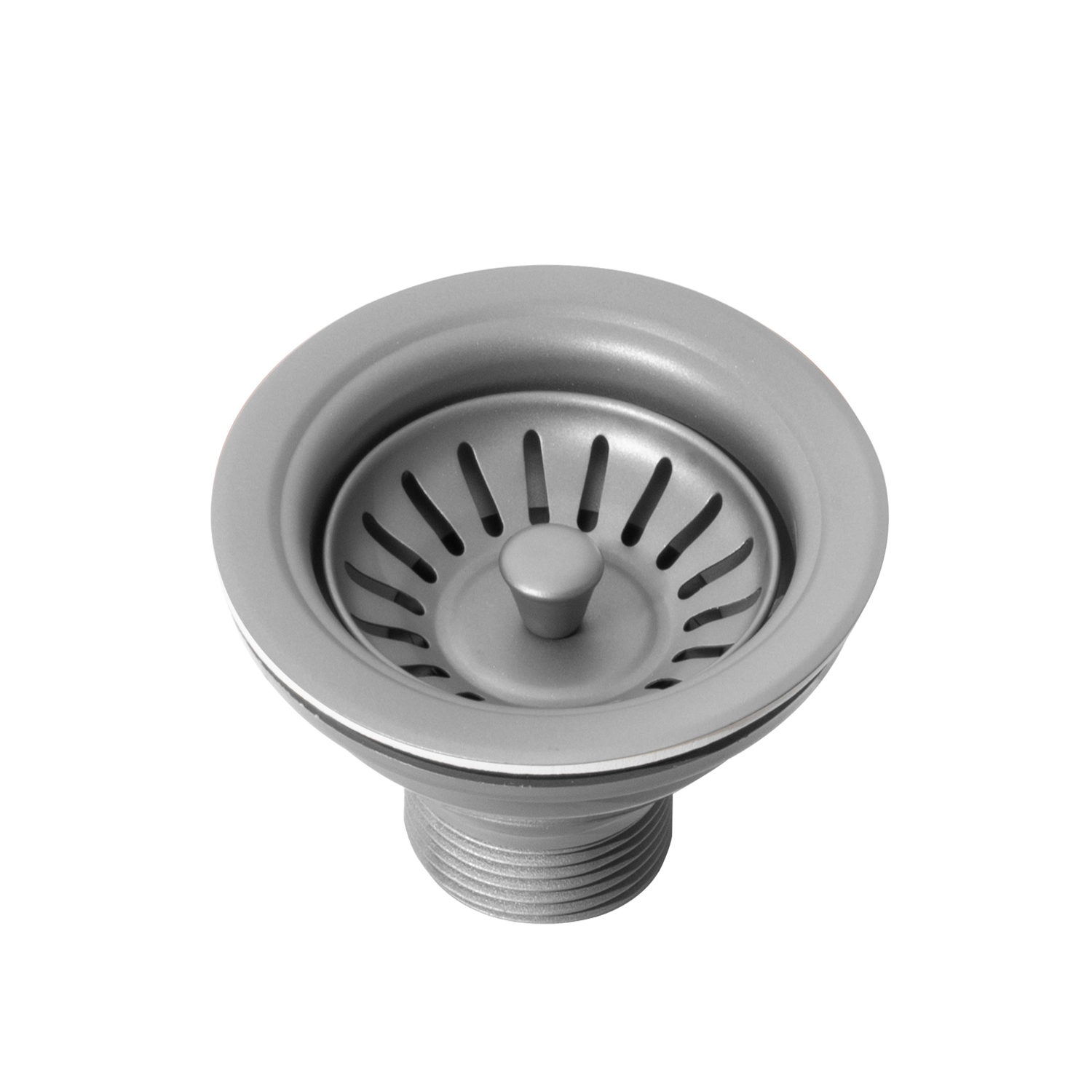 Válvula Inox Para Cuba Cozinha 4 1/2" Com Tampa (Cinza Fosca)