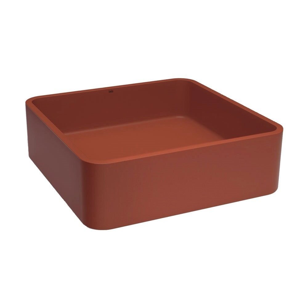 Cuba De Banheiro Concreto Apoio Quadrada 39 Cm (guna Marsala)