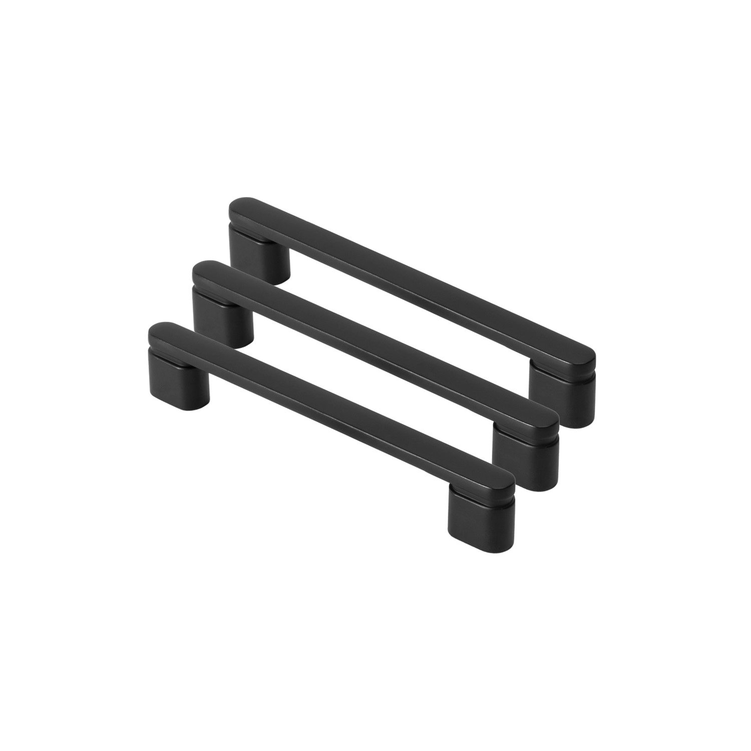 Kit 03 - Puxador Para Móvel Alça Sobrepor 128 Mm Zamac (memphis Preto Fosco)