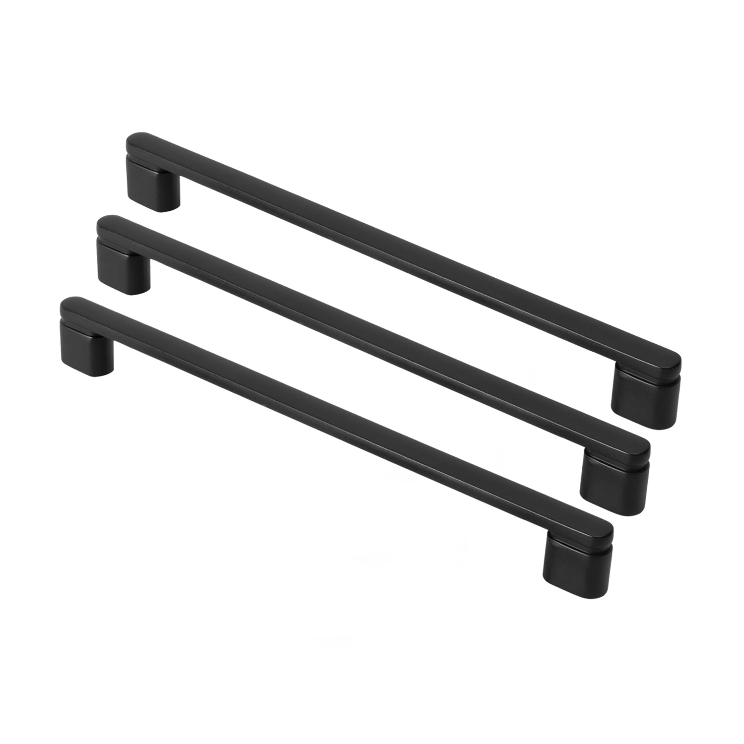 Kit 03 - Puxador Para Móvel Alça Sobrepor 224 Mm Zamac (memphis Preto Fosco)