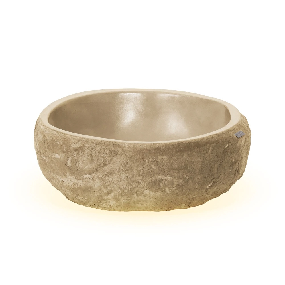 Cuba De Banheiro Concreto Apoio Rocha 37 Cm (kivi Travertino)