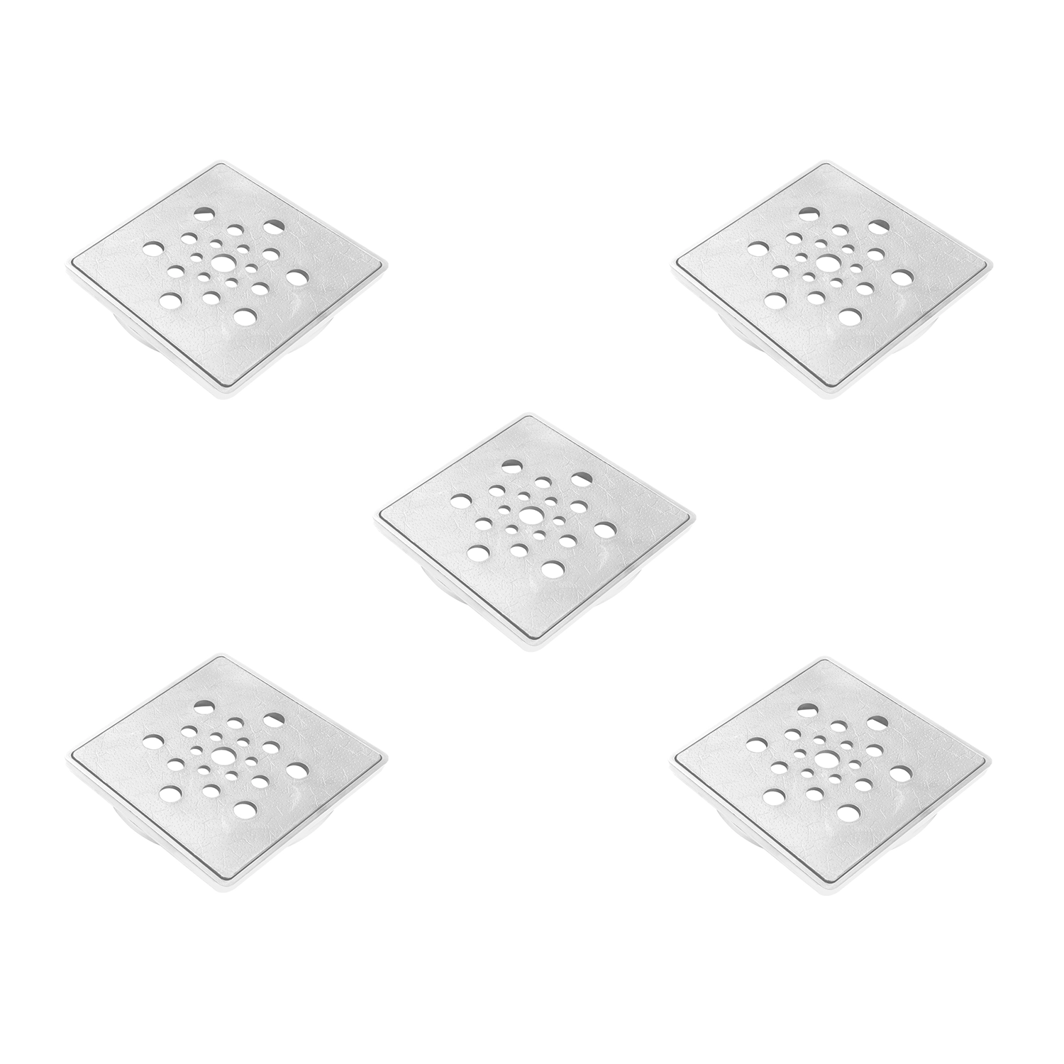 Kit 05 - Conjunto Ralo E Porta Grelha 10x10 Cm (branco)