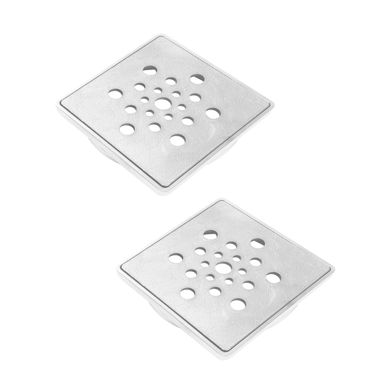 Kit 02 - Conjunto Ralo E Porta Grelha 10x10 Cm (branco)