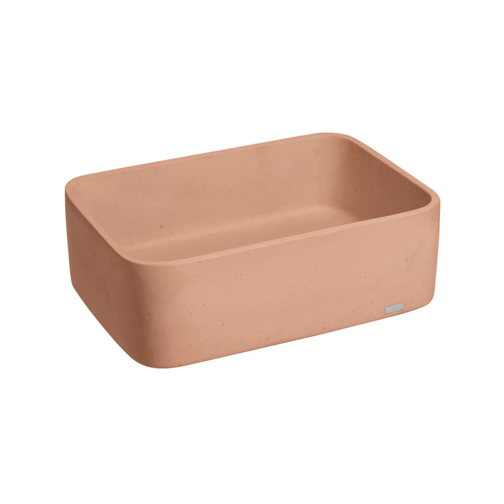 Cuba De Banheiro Concreto Apoio Retangular 42 Cm (tessa Pêssego)