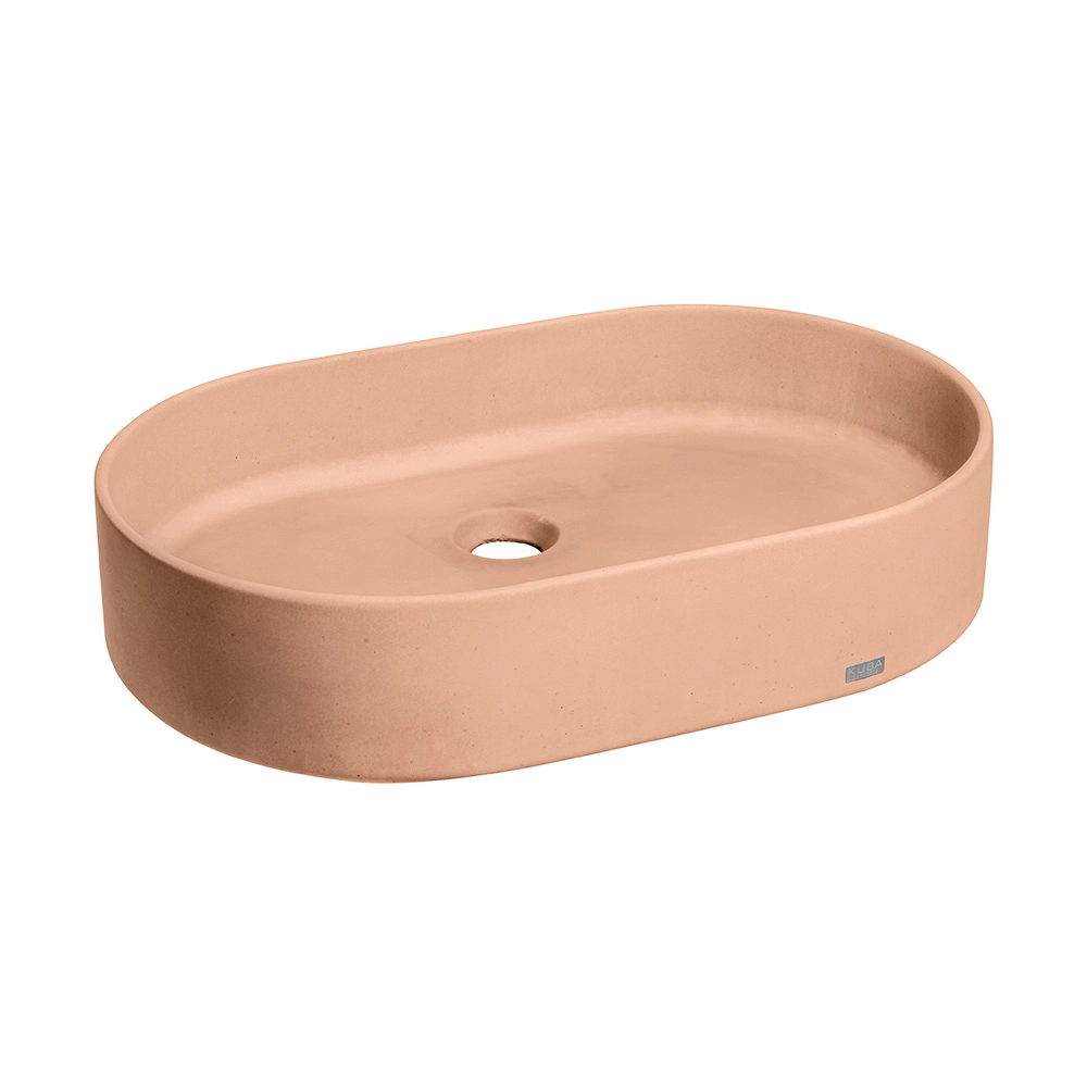 Cuba De Banheiro Concreto Apoio Elipse 55 Cm (lotus Pêssego)