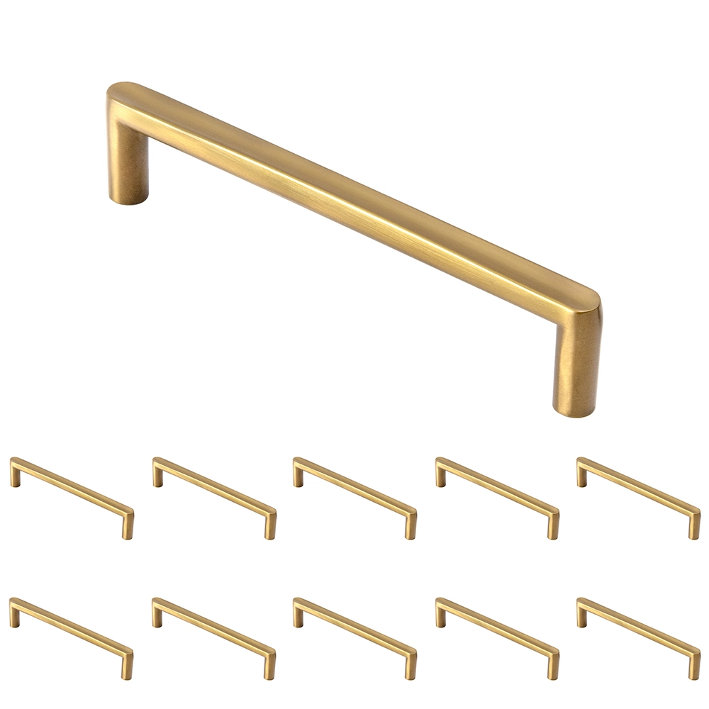 Kit 10 - Puxador Para Móvel Alça Sobrepor 128 Mm Zamac (cartago Dourado Fosco)
