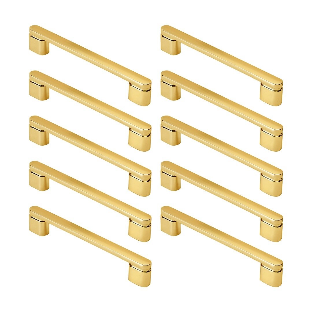 Kit 10 - Puxador Para Móvel Alça Sobrepor 128 Mm Zamac (memphis Dourado)