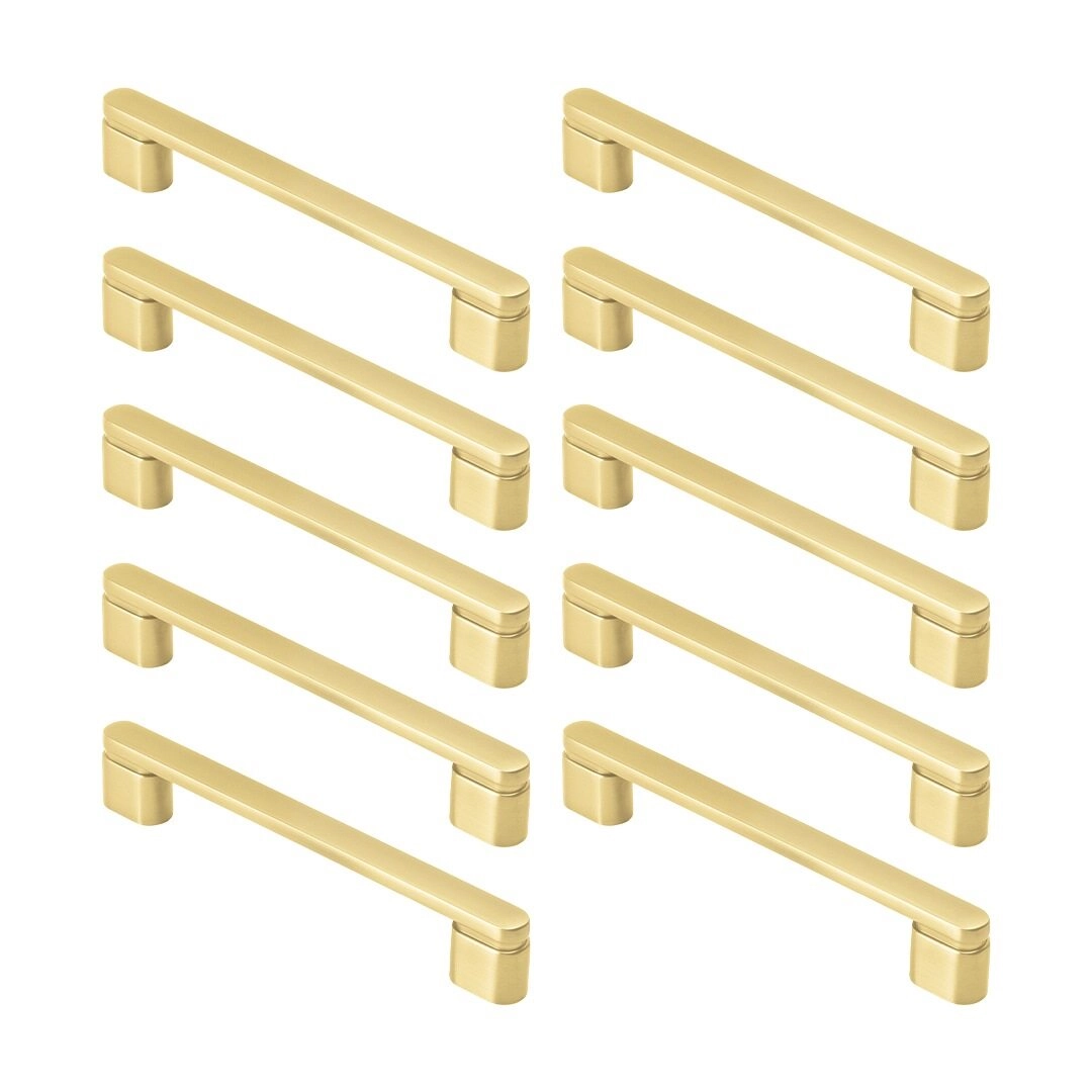 Kit 10 - Puxador Para Móvel Alça Sobrepor 128 Mm Zamac (memphis Ouro Fosco)