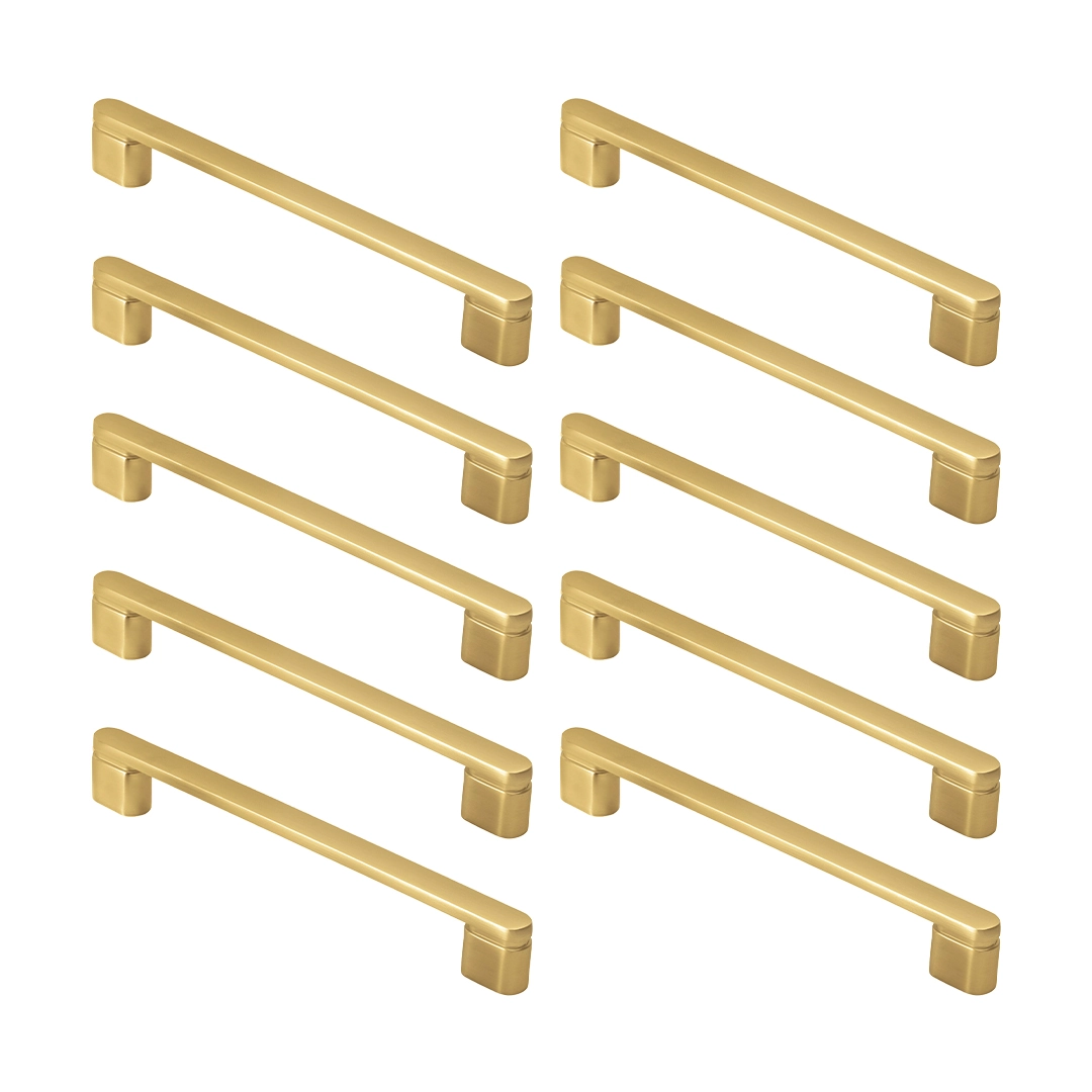 Kit 10 - Puxador Para Móvel Alça Sobrepor 160 Mm Zamac (memphis Dourado Fosco)