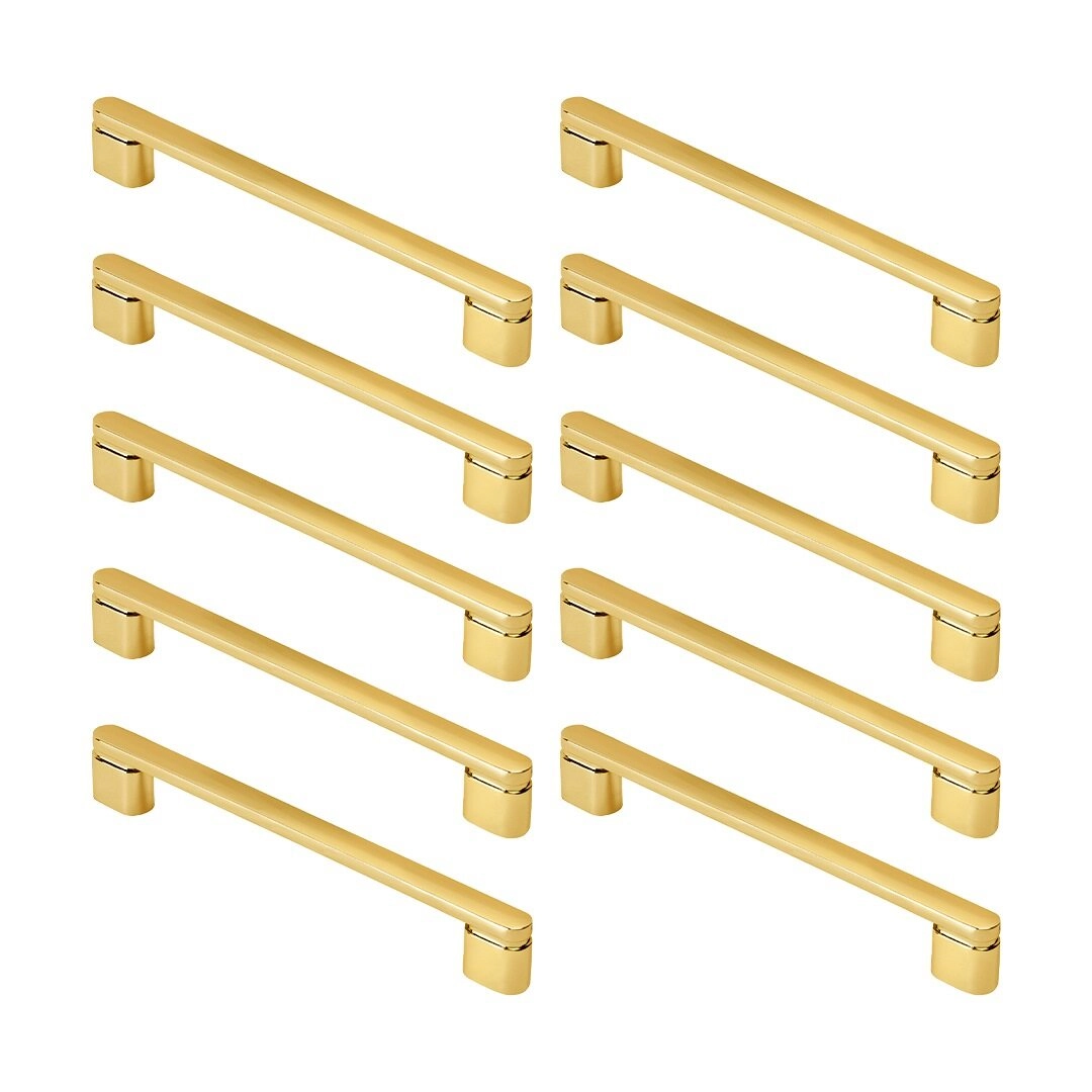 Kit 10 - Puxador Para Móvel Alça Sobrepor 160 Mm Zamac (memphis Dourado)