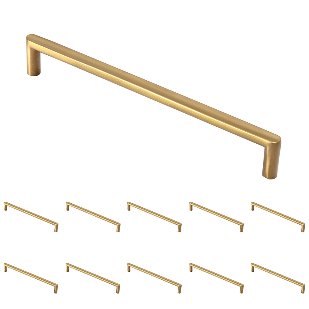 Kit 10 - Puxador Para Móvel Alça Sobrepor 192 Mm Zamac (cartago Dourado Fosco)