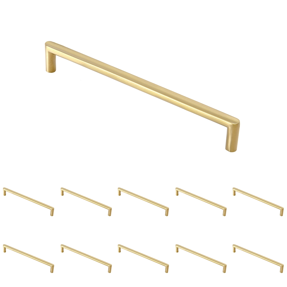 Kit 10 - Puxador Para Móvel Alça Sobrepor 192 Mm Zamac (cartago Ouro Fosco)