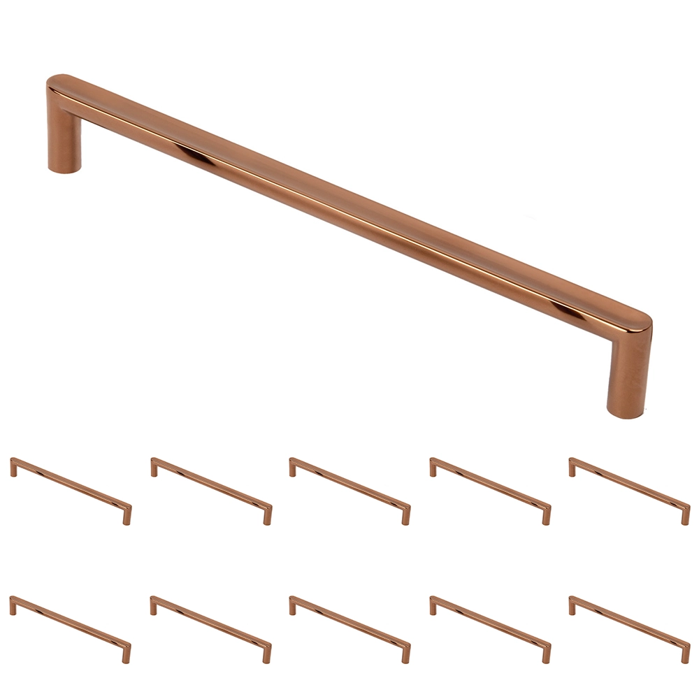Kit 10 - Puxador Para Móvel Alça Sobrepor 192 Mm Zamac (cartago Rosé Gold)