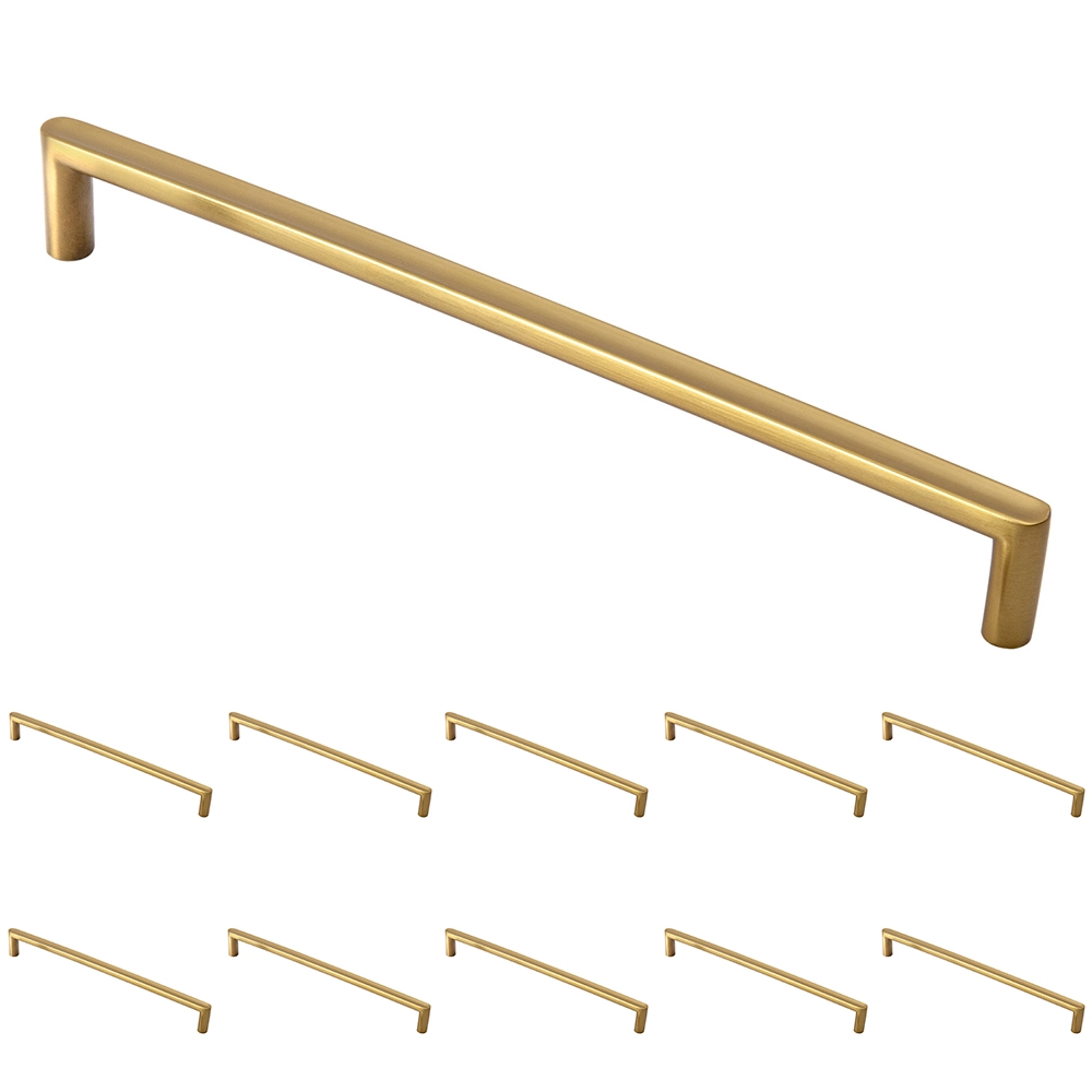 Kit 10 - Puxador Para Móvel Alça Sobrepor 224 Mm Zamac (cartago Dourado Fosco)