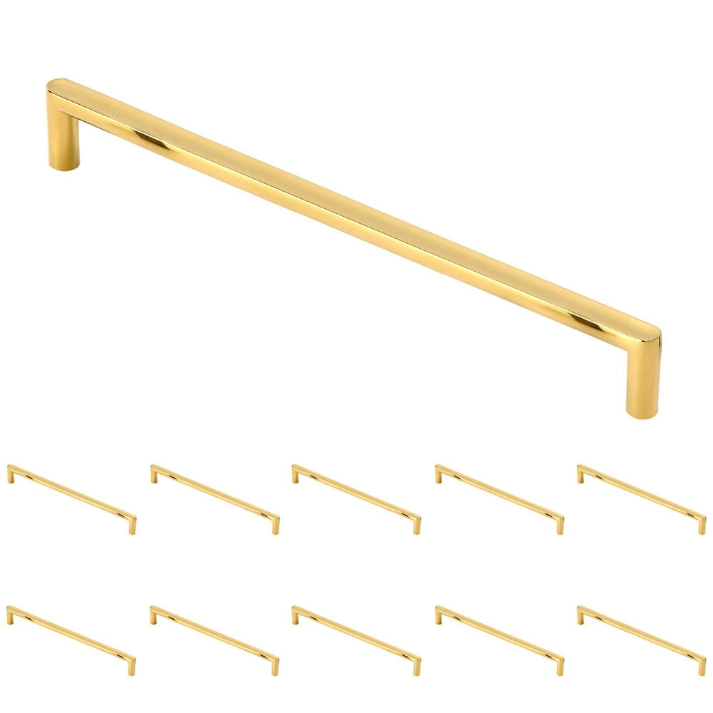 Kit 10 - Puxador Para Móvel Alça Sobrepor 224 Mm Zamac (cartago Dourado)