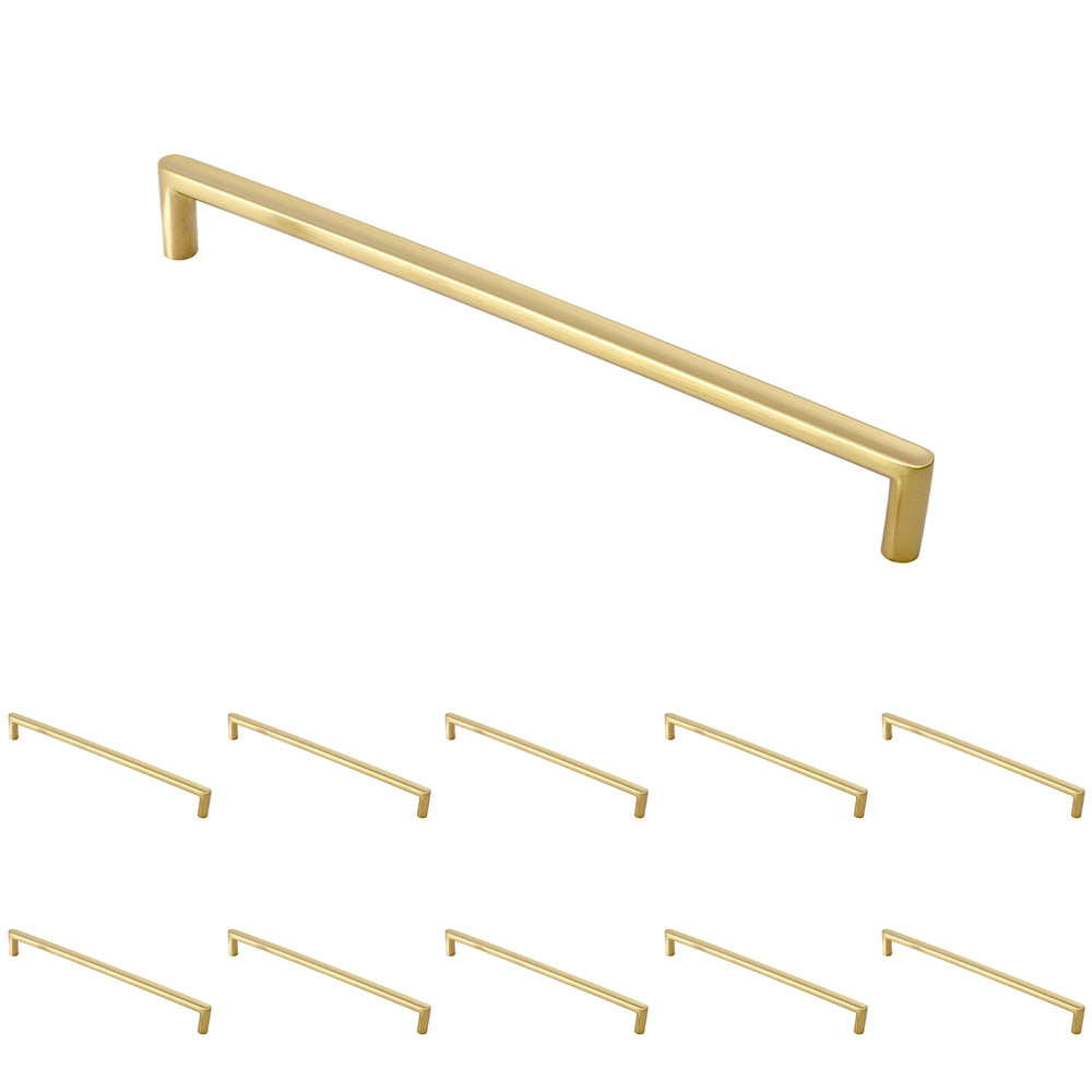 Kit 10 - Puxador Para Móvel Alça Sobrepor 224 Mm Zamac (cartago Ouro Fosco)