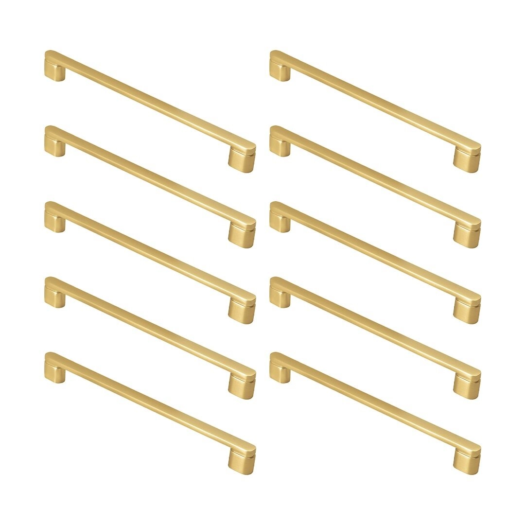 Kit 10 - Puxador Para Móvel Alça Sobrepor 224 Mm Zamac (memphis Dourado Fosco)