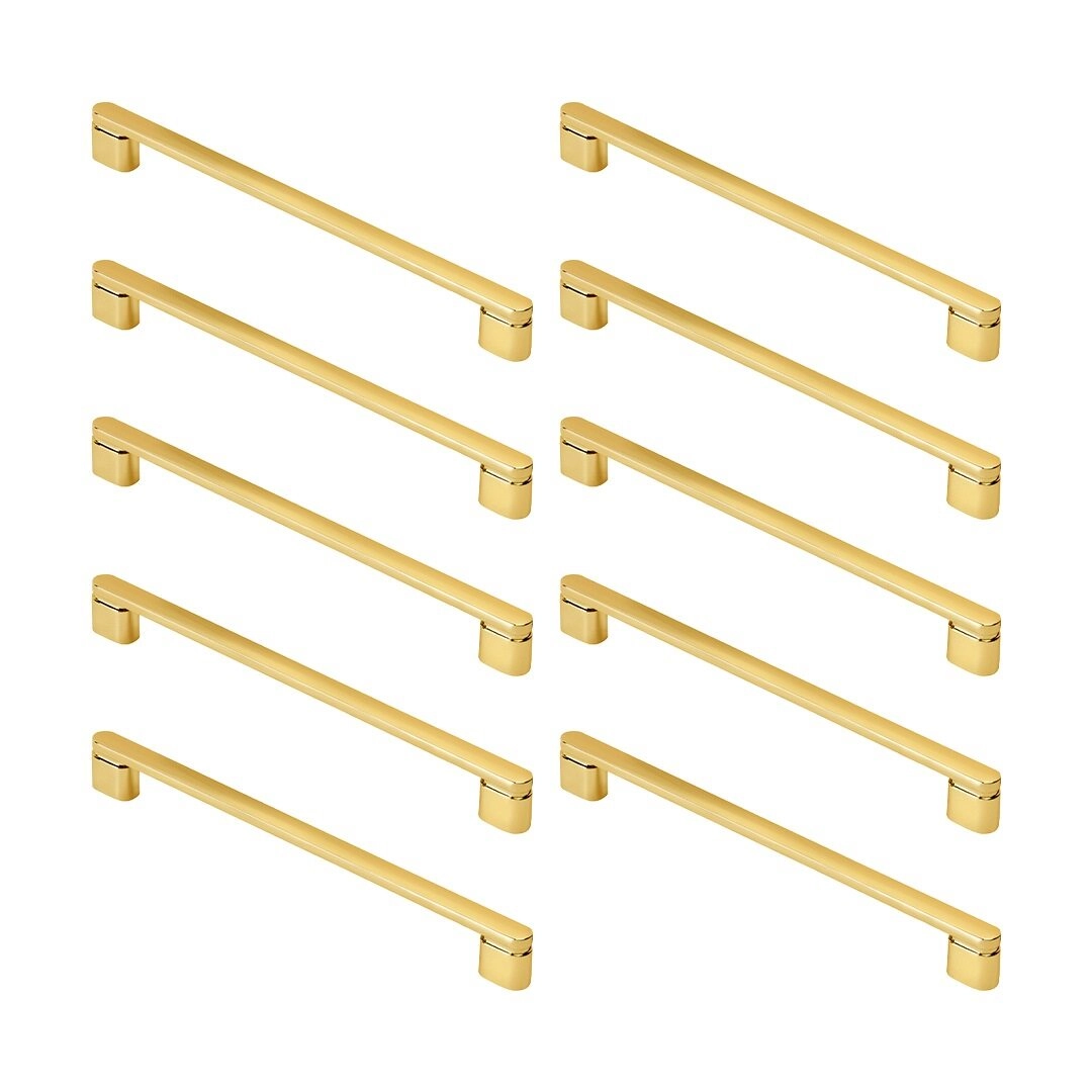 Kit 10 - Puxador Para Móvel Alça Sobrepor 224 Mm Zamac (memphis Dourado)
