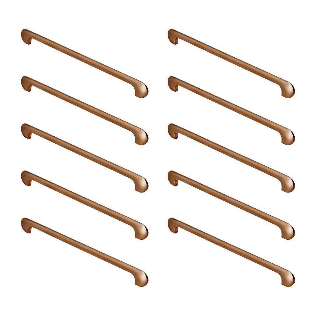 Kit 10 - Puxador Para Móvel Alça Sobrepor 256 Mm Zamac (pompeia Rosé Gold Fosco)