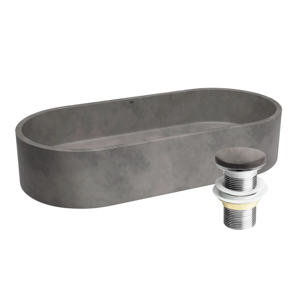 Kit Cuba Banheiro Concreto 60cm Francs Cemento + Válvula