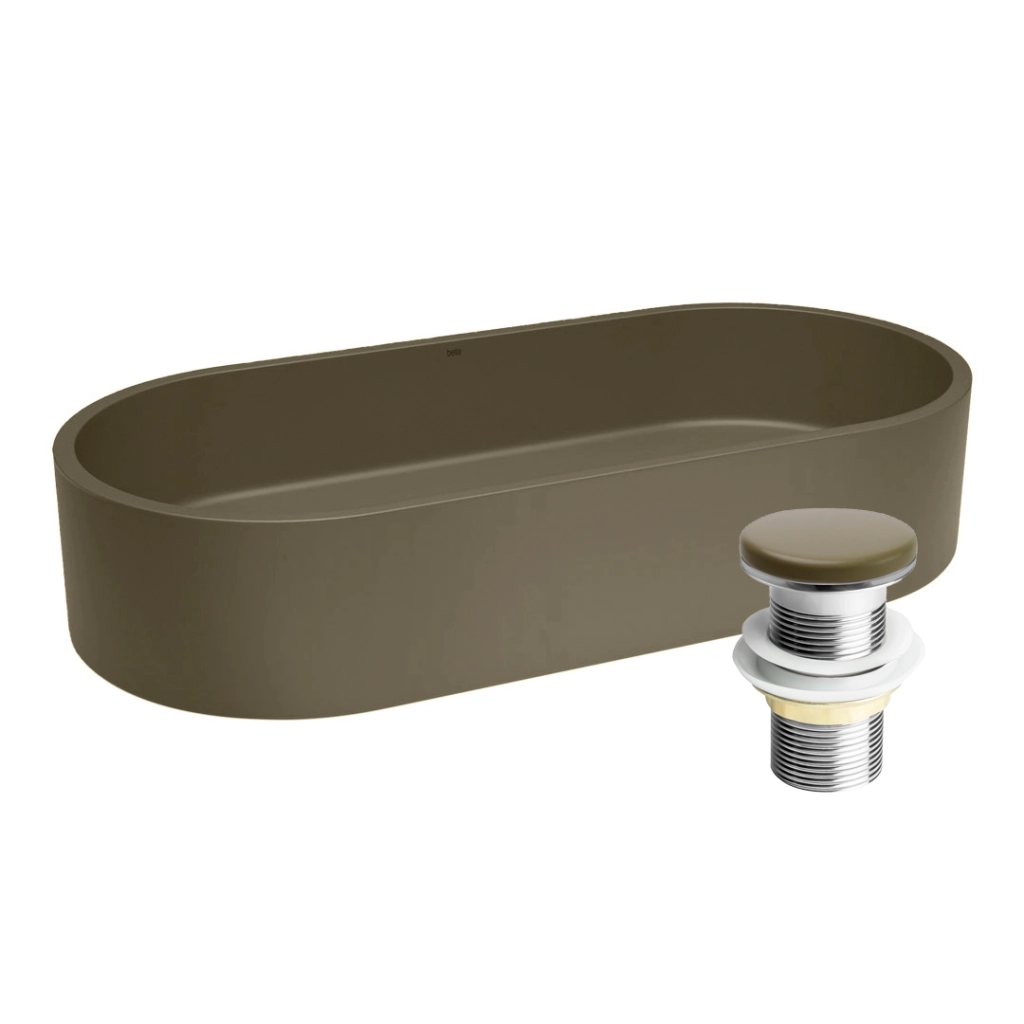 Kit Cuba Banheiro Concreto Apoio 60cm Francs Musgo + Válvula