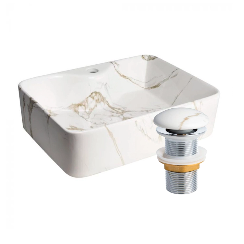 Kit Cuba Banheiro Louça Apoio 48cm Roma Carrara + Válvula
