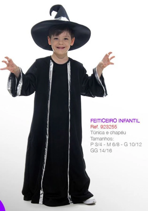 Fantasia Feiticeiro Infantil Tam. M Ref.923255