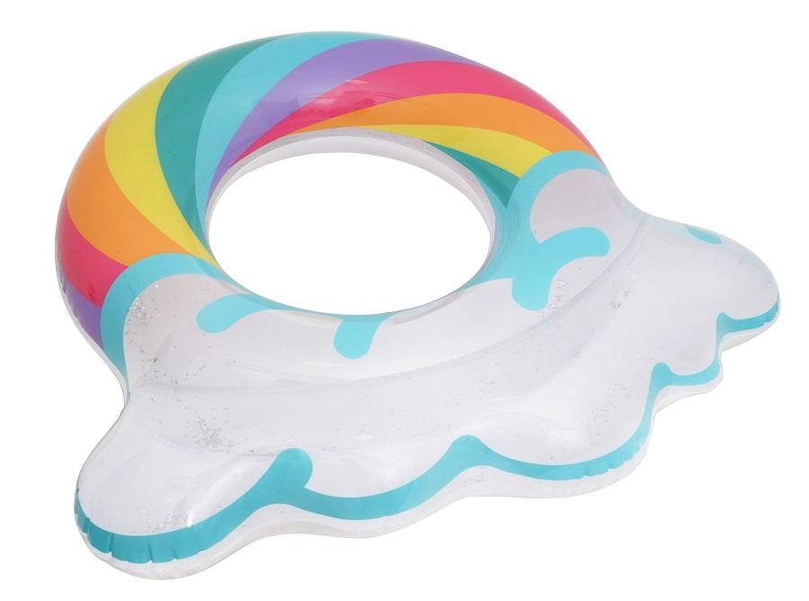 Boia Circular Inflavel Nuvem Arco Iris Glitter Rio De Ouro