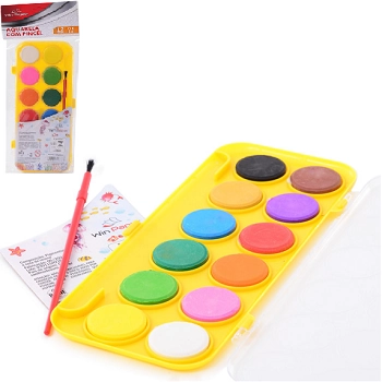 Conjunto Aquarela 12cores C/ Pincel Rio De Ouro