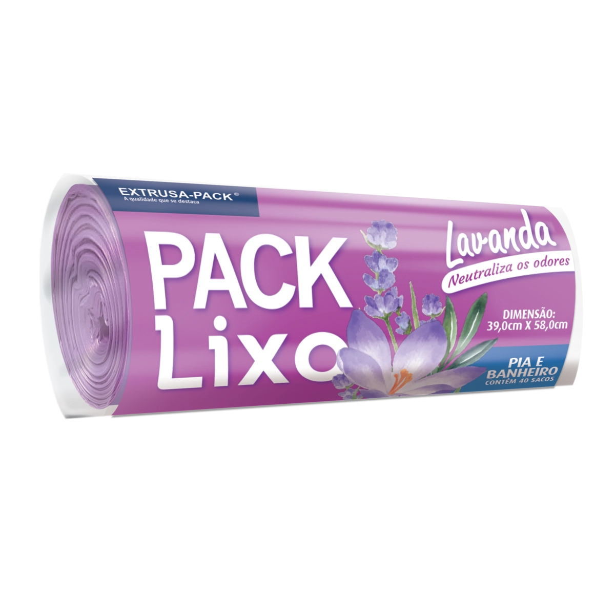 Saco Para Lixo Pia E Banheiro Lavanda Pack Lixo 40 Unidades