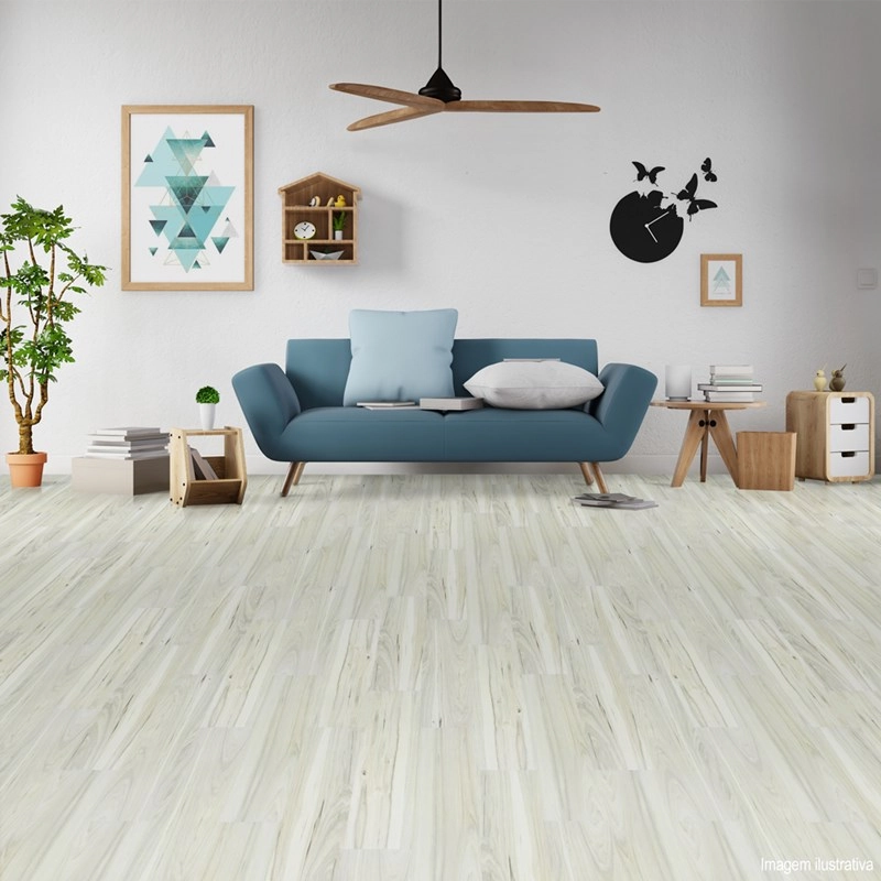 Piso Vinílico Espaçofloor Cola Soft Fresno Blanco Caixa Com 4,89m²