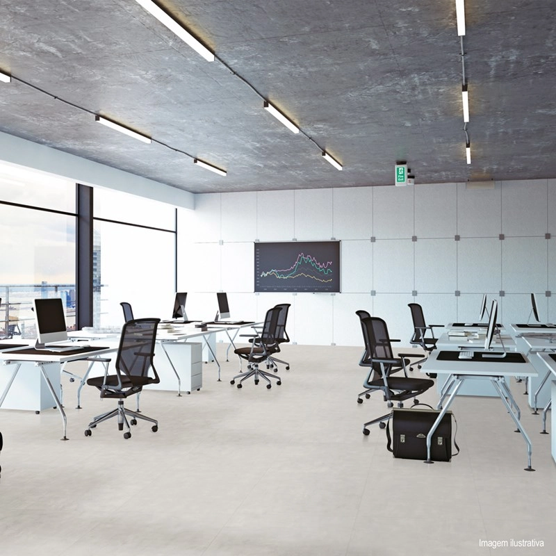 Piso Vinílico Espaçofloor Cola Office Square Light Gray Caixa Com 3,31m²