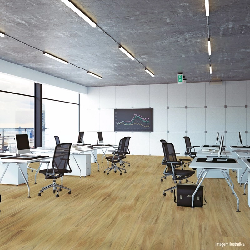 Piso Vinílico Espaçofloor Cola Office Wood Nut Bruxelas Caixa Com 3,32m²