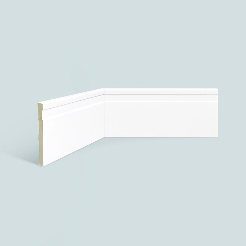 Rodapé de poliestireno EspaçoFloor frisado slim branco 10cm x 10mm x 2,20m