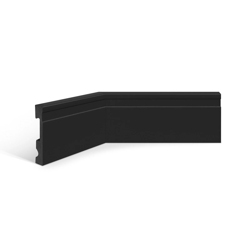 Rodapé de poliestireno EspaçoFloor frisado preto 10cm x 15mm x 2,20m