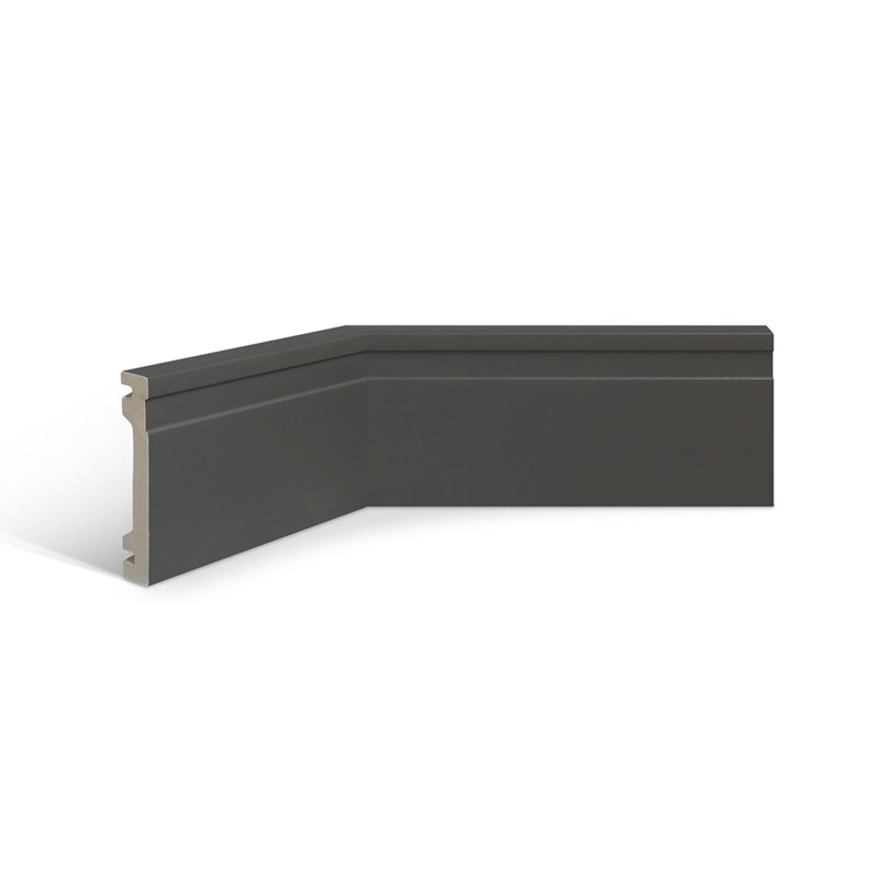 Rodapé de poliestireno EspaçoFloor frisado cinza 10cm x 15mm x 2,20m