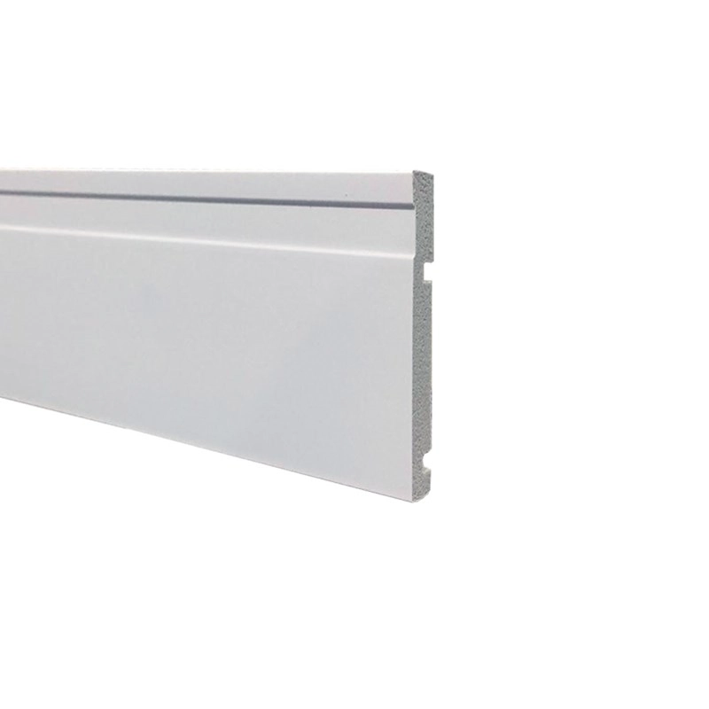 Guarnição De Poliestireno Espaçofloor C/ Friso Branco 10cm X 15mm X 2,20m