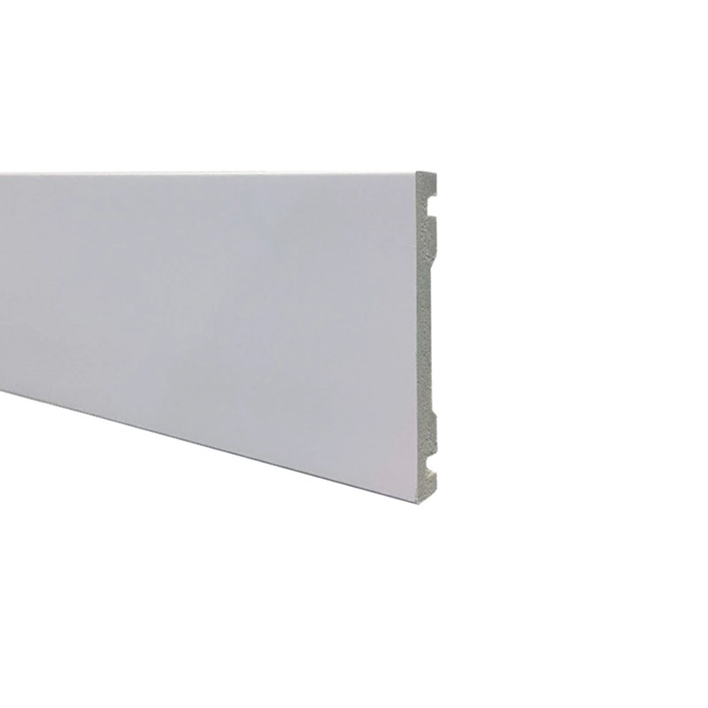 Guarnição De Poliestireno Espaçofloor Liso Branco 10cm X 15mm X 2,20m