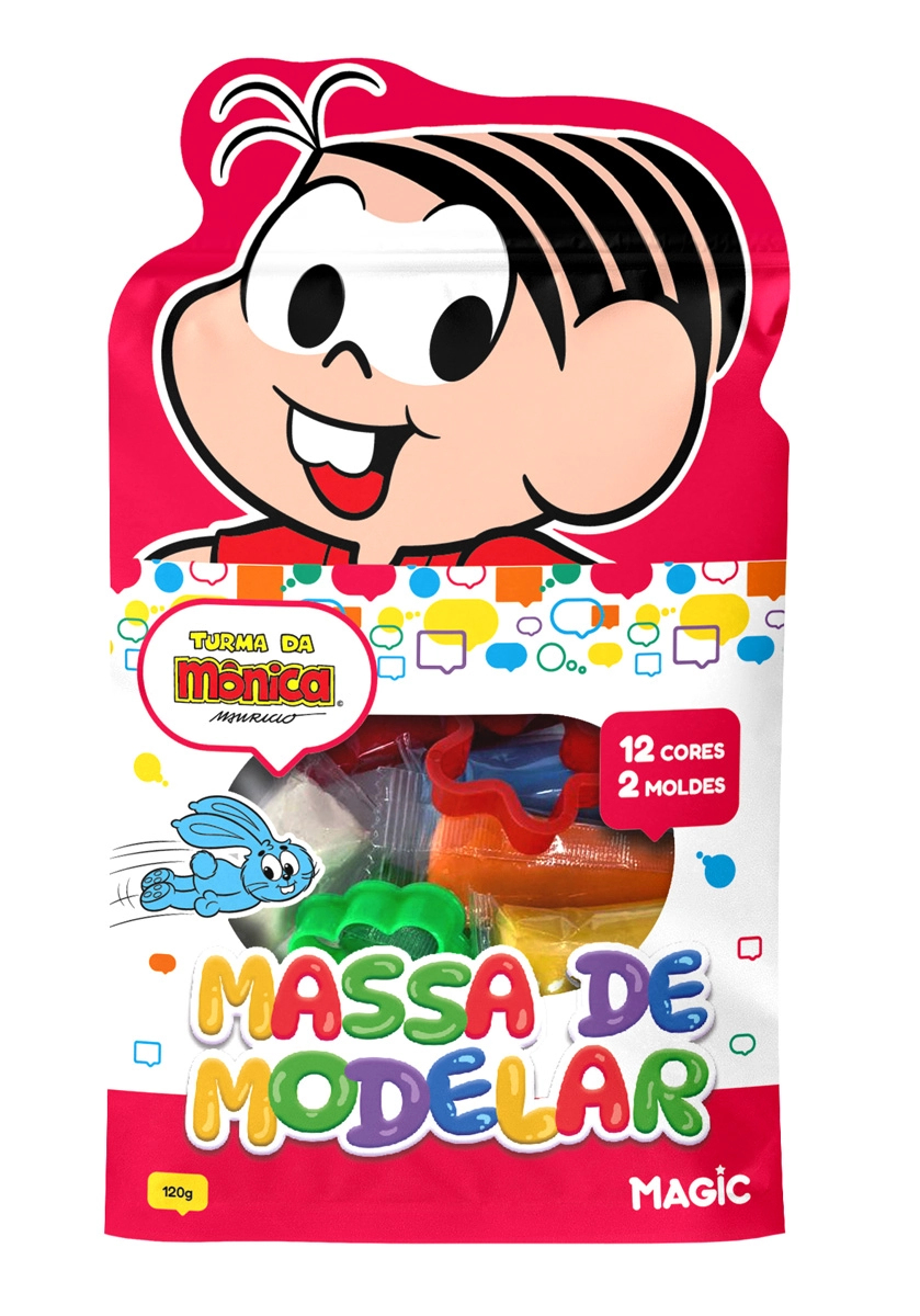 Kit Massinha Modelar 12 Cores 2 Moldes Turma Monica Verm 120g 123116 Magi